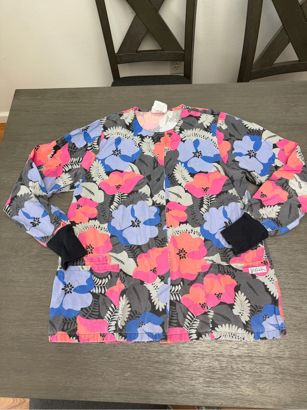 Uniform Advantage Floral Utility Jacket in Pink, Blue & Gray